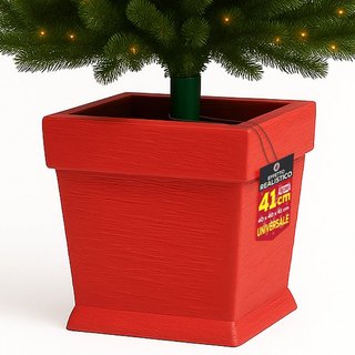 Base Albero di Natale Vaso Rosso Supporto 40x40x41cm con