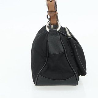 PRADA Shoulder Bag Nylon Leather Black Silver