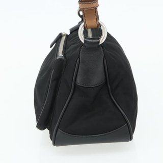 PRADA Shoulder Bag Nylon Leather Black Silver