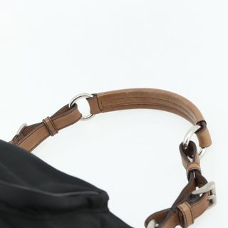 PRADA Shoulder Bag Nylon Leather Black Silver