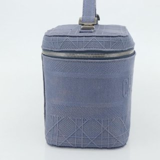 Christian Dior Vanity Hand Bag Canvas Blue Silver