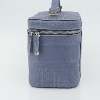 Christian Dior Vanity Hand Bag Canvas Blue Silver