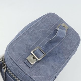 Christian Dior Vanity Hand Bag Canvas Blue Silver