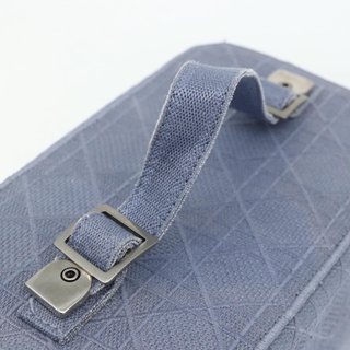 Christian Dior Vanity Hand Bag Canvas Blue Silver