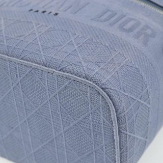 Christian Dior Vanity Hand Bag Canvas Blue Silver