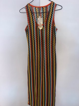 Vestido largo rayas zig-zag