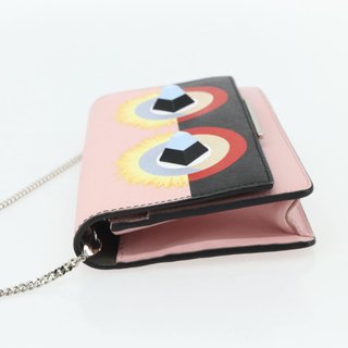FENDI Chain Wallet Monster Shoulder Bag Leather