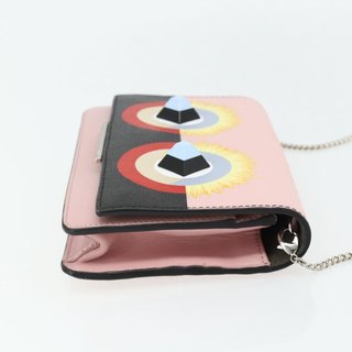 FENDI Chain Wallet Monster Shoulder Bag Leather