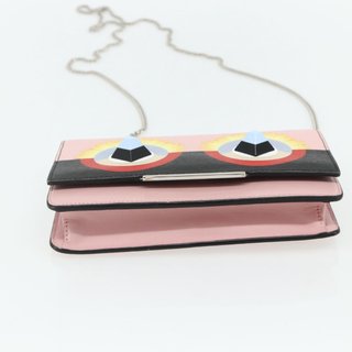 FENDI Chain Wallet Monster Shoulder Bag Leather