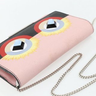 FENDI Chain Wallet Monster Shoulder Bag Leather