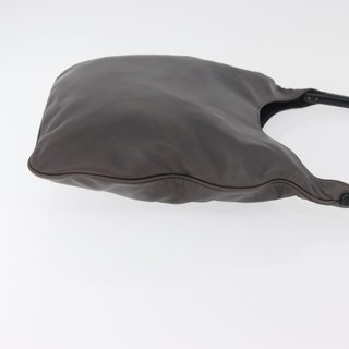 PRADA Shoulder Bag Leather Gray Silver Auth