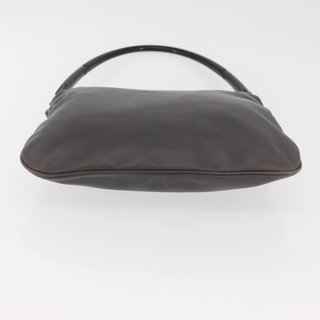 PRADA Shoulder Bag Leather Gray Silver Auth