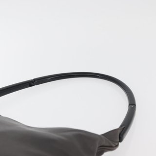 PRADA Shoulder Bag Leather Gray Silver Auth
