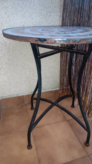 Tavolo da Terrazza in Mosaico di Ceramica e Metallo