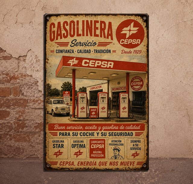 Chapa Gasolinera Cepsa Vintage