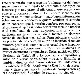 DICCIONARIO DE MUSICA. JOSEP SOLER. ED. GRIJALBO.