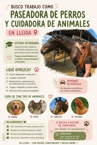 Cuidadora de animales y paseadora de perros