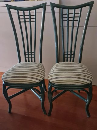 Juego de 2 sillas de bambú verdes