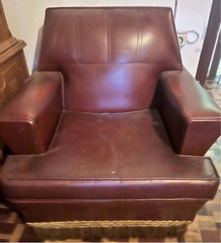 Sillón vintage piel marrón con cojín