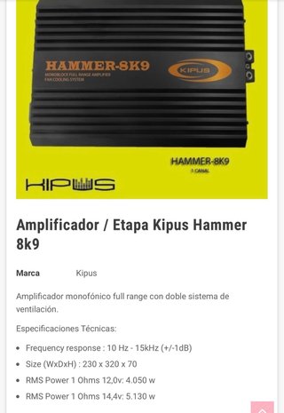 Amplificador / Etapa Kipus Hammer 8k9