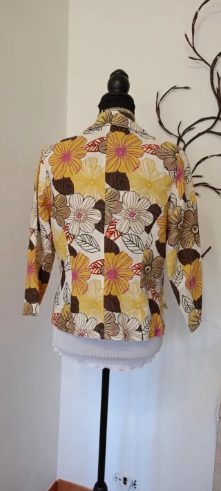 Blazer Vintage Floreale Misto Lino Cotone M