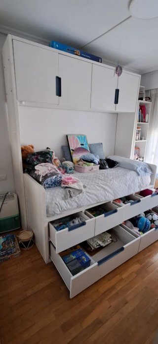Cama nido con puente y cajones
