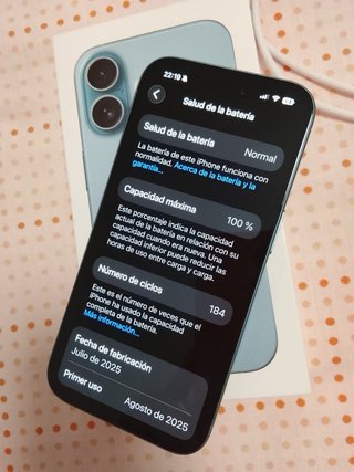 iPhone 16 128GB turquesa 100% Batería
