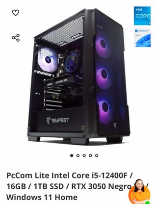 PC Pccom Lite i5-12400F 16GB 1TB SSD RTX 3050 negr