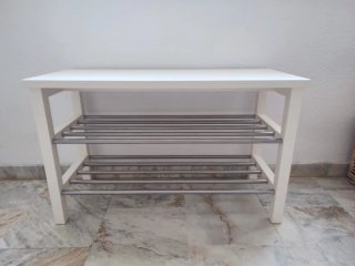 Zapatero Ikea Blanco y Plateado