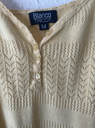 Top Amarillo Tricot Blanco Talla M