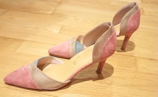 Zapatos de tacón mujer beige y rosa talla 39