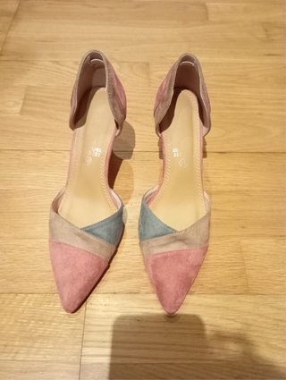 Zapatos de tacón mujer beige y rosa talla 39