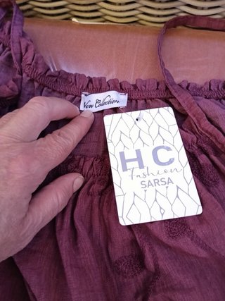 Vestido boho ciruela bordado Talla Única