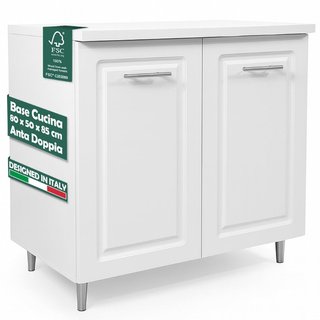 Mobile Base per Cucina Componibile in Legno Boiserie Bianco