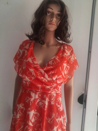 Vestido SPRIT naranja y blanco floral