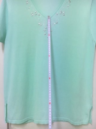 Jersey manga corta, verde menta cuello pico T/46