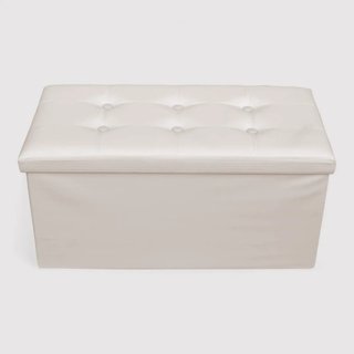 Alisso - Pouf portaoggetti beige imbottito da salotto
