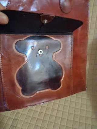 Bolso  Cuero Marrón Osito