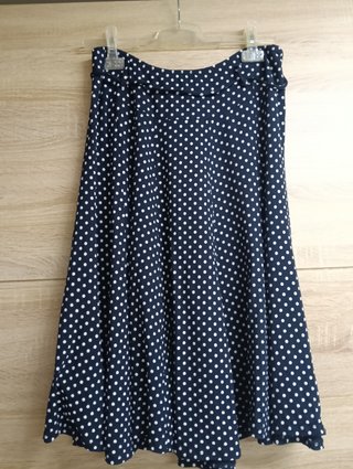 Falda Midi Lunares Azul Marino Talla L