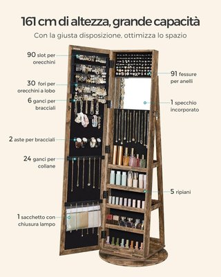 Organizzatore Girevole per Gioielli Marrone Vintage