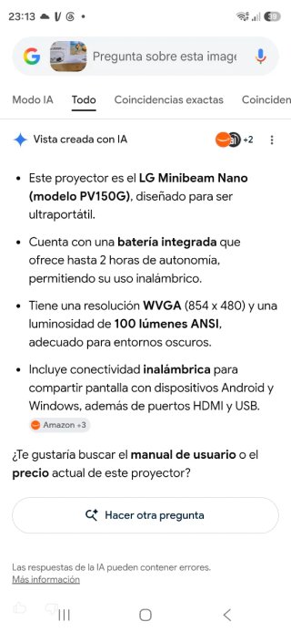 Proyector portátil Minibeam Nano PV150G
