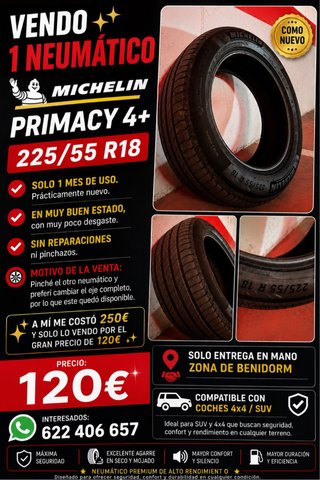 Neumático Michelin Primacy 4+ 225/55 R18