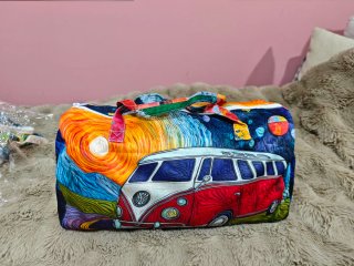 Bolso de playa con estampado de furgoneta