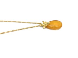Collar Abeja Ámbar Báltico Miel Plata Bañada