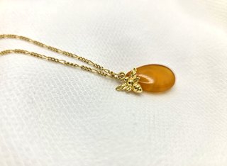 Collar Abeja Ámbar Báltico Miel Plata Bañada