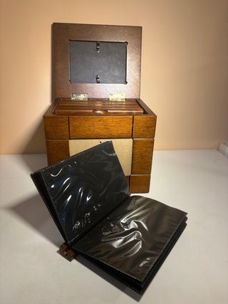 Portafotos madera cubo con álbumes
