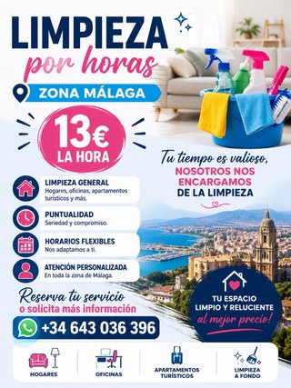 Trabajo de limpieza por hora zona malaga