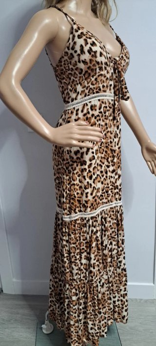 Vestido largo estampado animal print