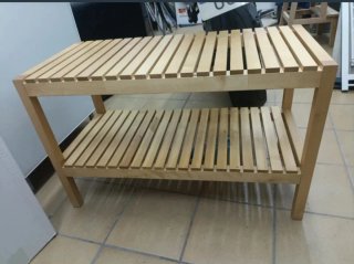 Banco de madera 2 estantes Ikea