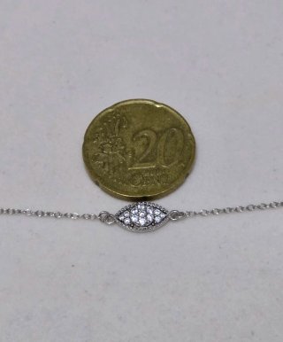 Pulsera Plata 925 Ley Ojo Circonitas 19cm